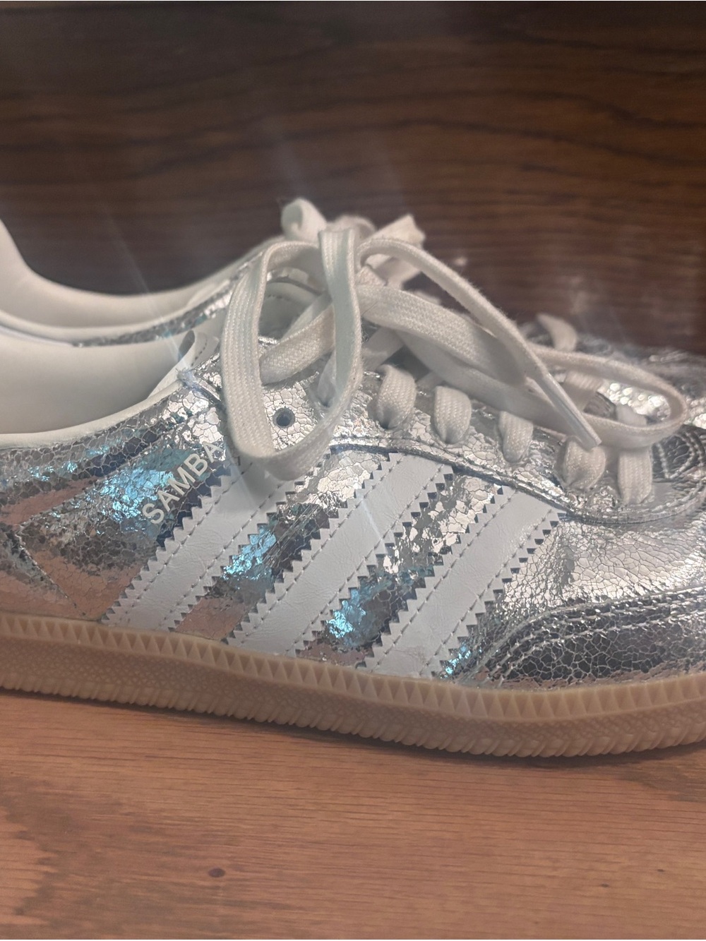 adidas Silver Metallic Samba with Gum Sole - Picture 4 of 5